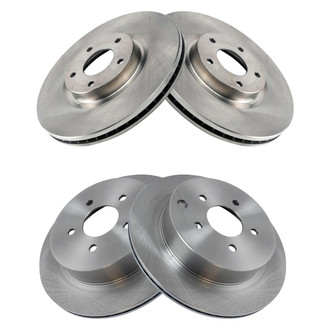 TRQ® - Plain Front and Rear Disc Brake Rotors