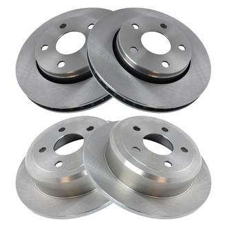 TRQ® - Plain Front and Rear Disc Brake Rotors