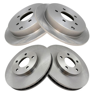 TRQ® - Plain Front and Rear Disc Brake Rotors