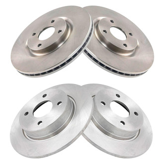 TRQ® - Plain Front and Rear Disc Brake Rotors