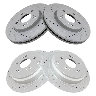 TRQ® - Performance Cross Drilled and Slotted Front and Rear Disc Brake Rotors