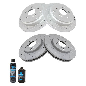 TRQ® - Performance Cross Drilled and Slotted Front and Rear Disc Brake Rotors
