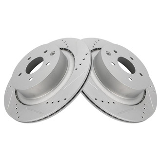 TRQ® - Performance Cross Drilled and Slotted Rear Disc Brake Rotors