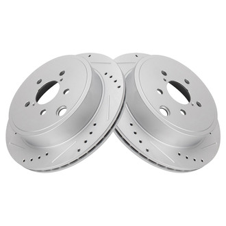 TRQ® - Performance Cross Drilled and Slotted Rear Disc Brake Rotors
