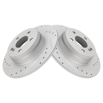 TRQ® - Performance Cross Drilled and Slotted Rear Disc Brake Rotors