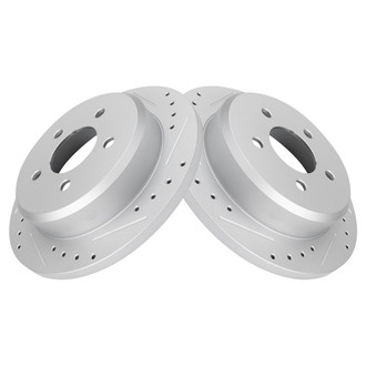 TRQ® - Performance Cross Drilled and Slotted Rear Disc Brake Rotors