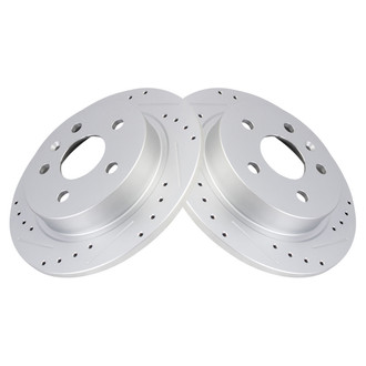 TRQ® - Performance Cross Drilled and Slotted Rear Disc Brake Rotors