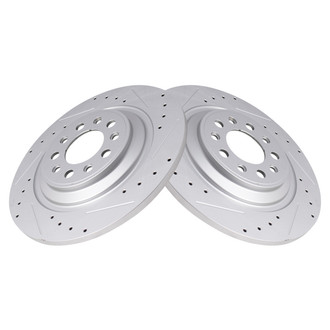 TRQ® - Performance Cross Drilled and Slotted Rear Disc Brake Rotors