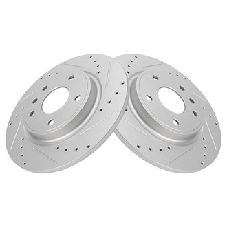 TRQ® - Performance Cross Drilled and Slotted Rear Disc Brake Rotors