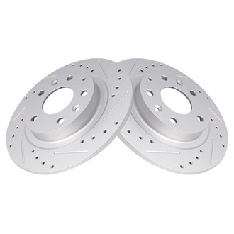 TRQ® - Performance Cross Drilled and Slotted Rear Disc Brake Rotors