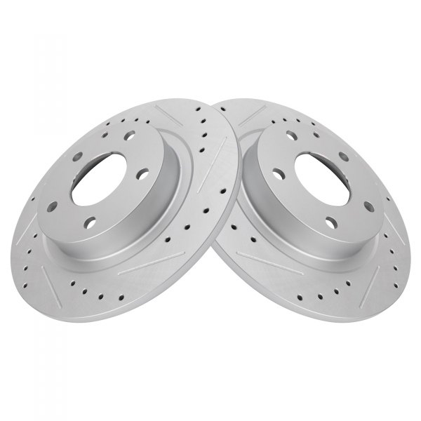 TRQ® - Performance Cross Drilled and Slotted Rear Driver and Passenger Side Disc Brake Rotors