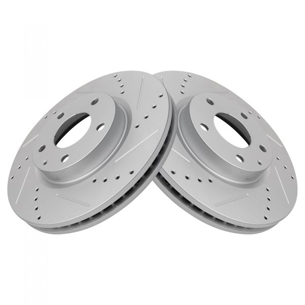 TRQ® - Performance Cross Drilled and Slotted Front Driver and Passenger Side Disc Brake Rotors