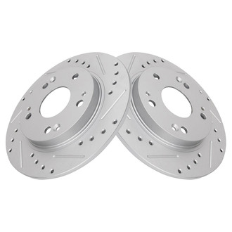 TRQ® - Performance Cross Drilled and Slotted Rear Disc Brake Rotors