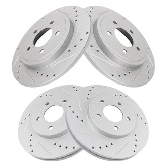 TRQ® - Performance Cross Drilled and Slotted Front and Rear Disc Brake Rotors