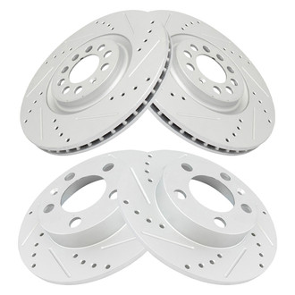 TRQ® - Performance Cross Drilled and Slotted Front and Rear Disc Brake Rotors