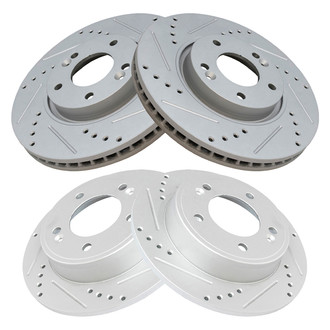 TRQ® - Performance Cross Drilled and Slotted Front and Rear Disc Brake Rotors