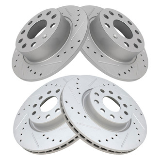 TRQ® - Performance Cross Drilled and Slotted Front and Rear Disc Brake Rotors