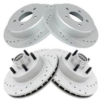 TRQ® - Performance Cross Drilled and Slotted Front and Rear Disc Brake Rotors
