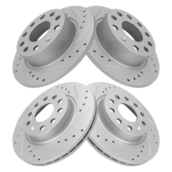 TRQ® - Performance Cross Drilled and Slotted Front and Rear Disc Brake Rotors