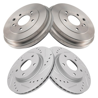 TRQ® - Performance Cross Drilled and Slotted Front and Rear Disc Brake Rotors