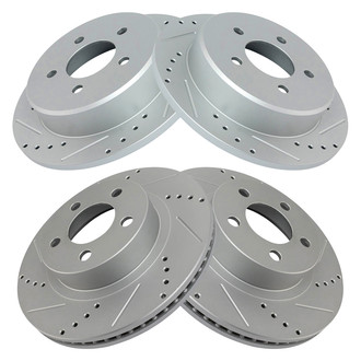 TRQ® - Performance Cross Drilled and Slotted Front and Rear Disc Brake Rotors