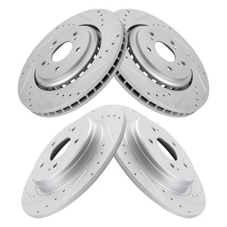 TRQ® - Performance Cross Drilled and Slotted Front and Rear Disc Brake Rotors