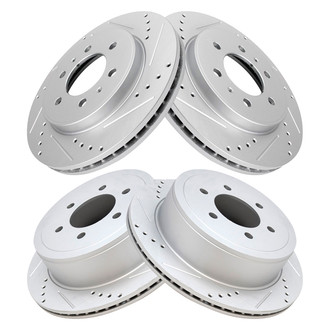 TRQ® - Performance Cross Drilled and Slotted Front and Rear Disc Brake Rotors