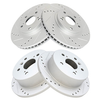 TRQ® - Performance Cross Drilled and Slotted Front and Rear Disc Brake Rotors