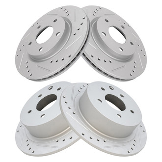 TRQ® - Performance Cross Drilled and Slotted Front and Rear Disc Brake Rotors