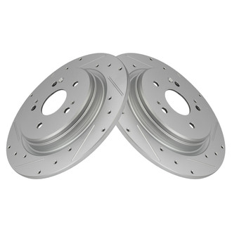 TRQ® - Performance Cross Drilled and Slotted Rear Disc Brake Rotors