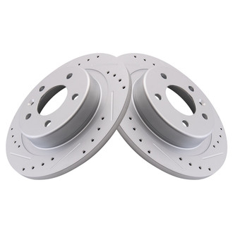 TRQ® - Performance Cross Drilled and Slotted Rear Disc Brake Rotors