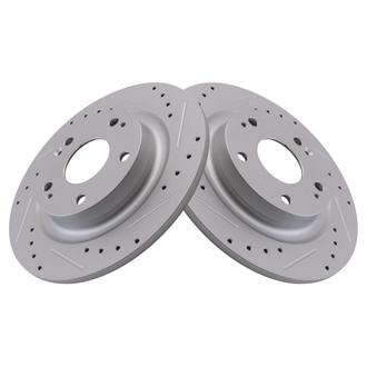 TRQ® - Performance Cross Drilled and Slotted Rear Disc Brake Rotors