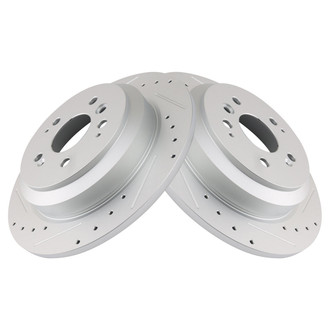 TRQ® - Performance Cross Drilled and Slotted Rear Disc Brake Rotors