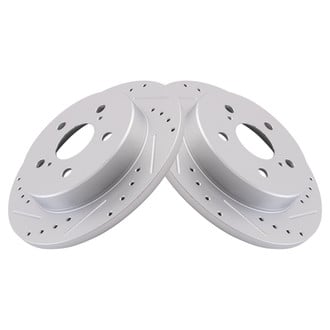 TRQ® - Performance Cross Drilled and Slotted Rear Disc Brake Rotors