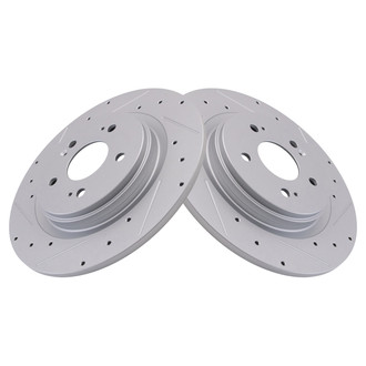 TRQ® - Performance Cross Drilled and Slotted Rear Disc Brake Rotors