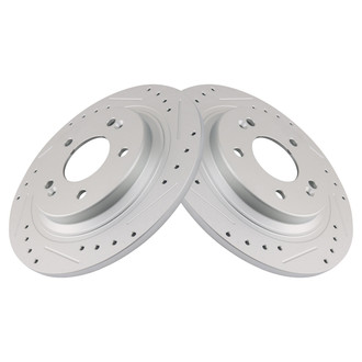 TRQ® - Performance Cross Drilled and Slotted Rear Disc Brake Rotors