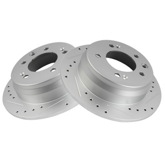 TRQ® - Performance Cross Drilled and Slotted Rear Disc Brake Rotors