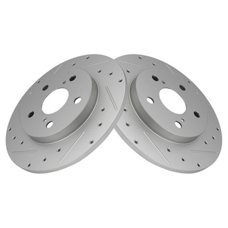 TRQ® - Performance Cross Drilled and Slotted Rear Disc Brake Rotors