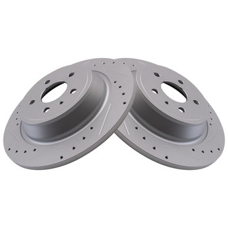 TRQ® - Performance Cross Drilled and Slotted Rear Disc Brake Rotors