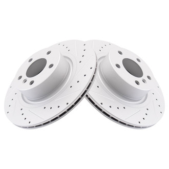 TRQ® - Performance Cross Drilled and Slotted Rear Disc Brake Rotors