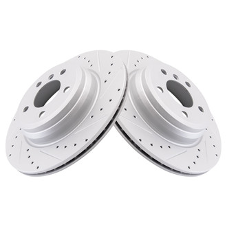 TRQ® - Performance Cross Drilled and Slotted Rear Disc Brake Rotors