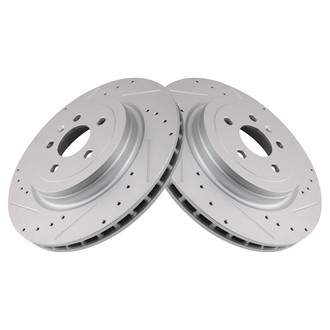 TRQ® - Performance Cross Drilled and Slotted Rear Disc Brake Rotors