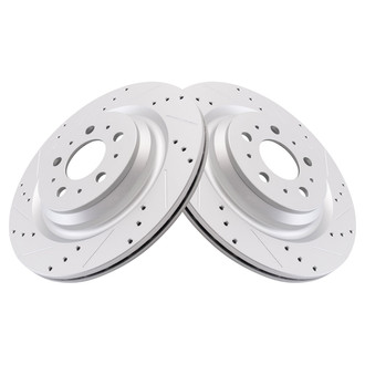 TRQ® - Performance Cross Drilled and Slotted Rear Disc Brake Rotors