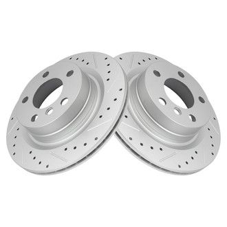 TRQ® - Performance Cross Drilled and Slotted Rear Disc Brake Rotors