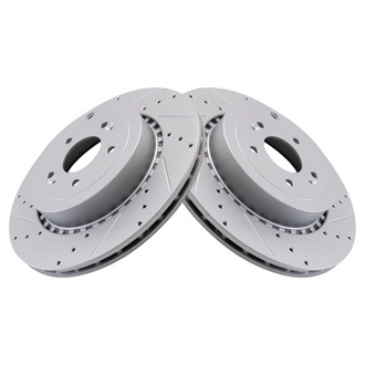 TRQ® - Performance Cross Drilled and Slotted Rear Disc Brake Rotors