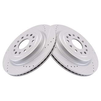 TRQ® - Performance Cross Drilled and Slotted Rear Disc Brake Rotors