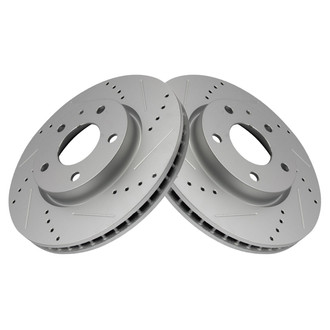 TRQ® - Performance Cross Drilled and Slotted Front Disc Brake Rotors