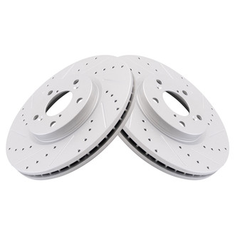 TRQ® - Performance Cross Drilled and Slotted Front Disc Brake Rotors