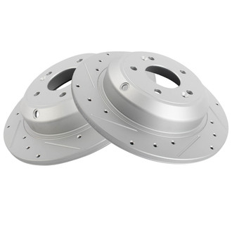 TRQ® - Performance Cross Drilled and Slotted Rear Disc Brake Rotors