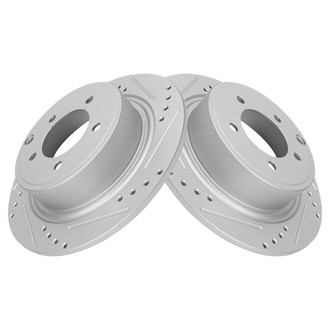 TRQ® - Performance Cross Drilled and Slotted Rear Disc Brake Rotors
